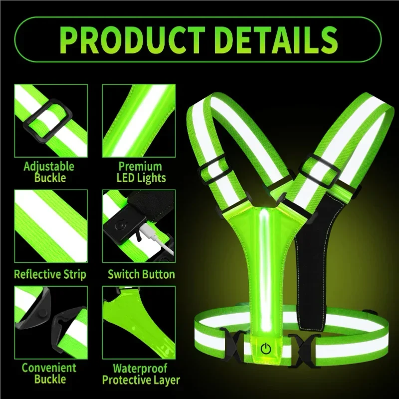 LED Reflective Vest Running Ge - Running Gear For Night avaliação e preço