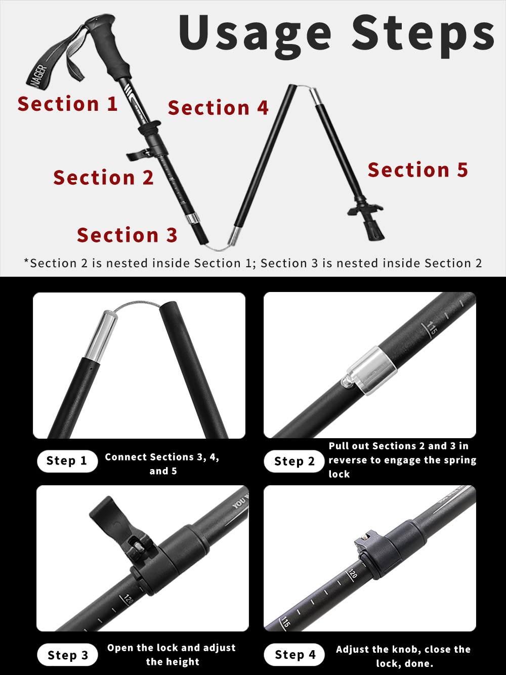 Pólo de trekking dobrável 7075 - Trekking Pole Carbon avaliação e preço